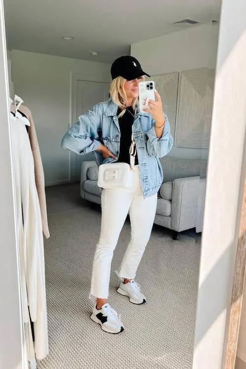 chic white jeans outfit