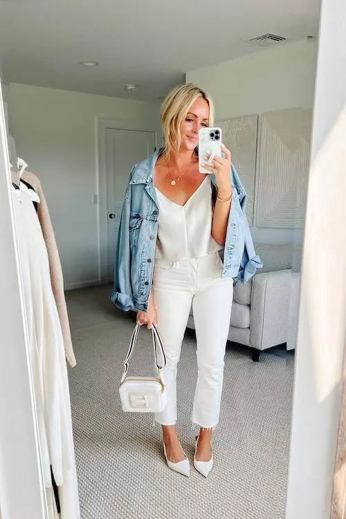 chic white jeans outfit
