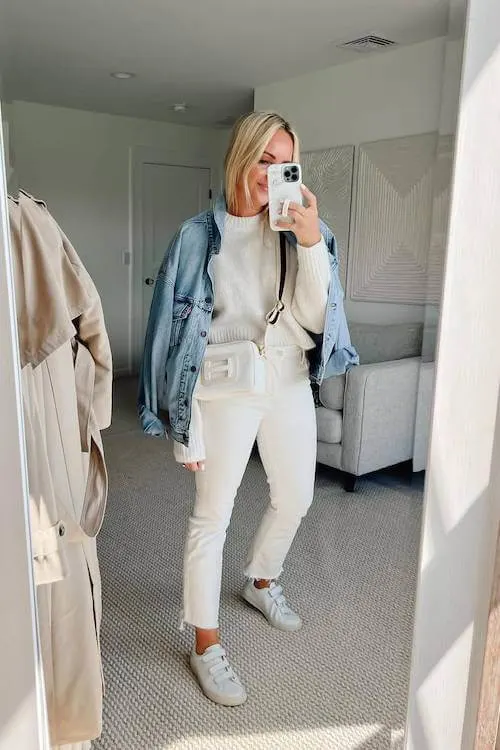 chic white jeans outfit