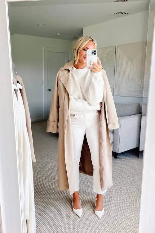 chic white jeans outfit