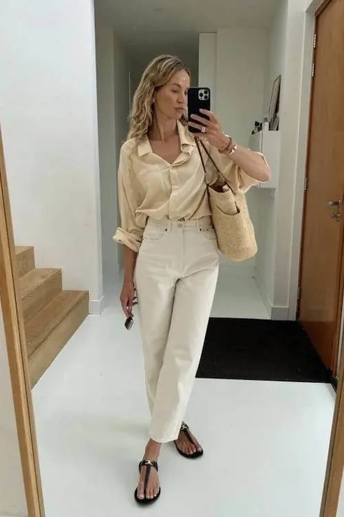 chic white jeans outfit
