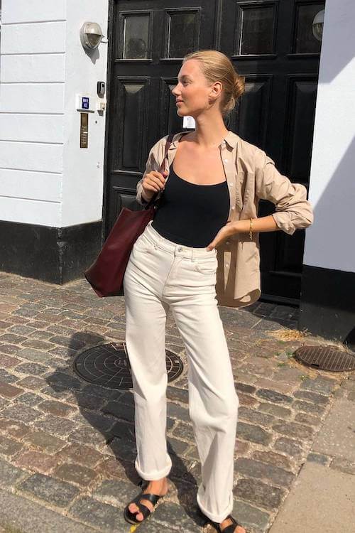 chic white jeans outfit