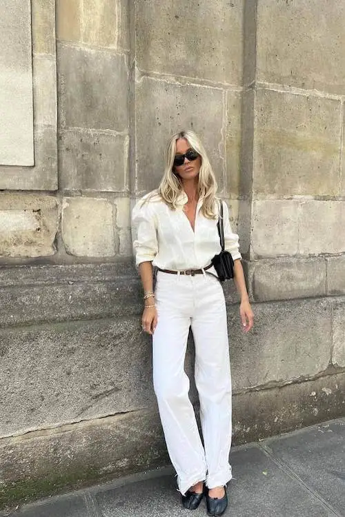 chic white jeans outfit