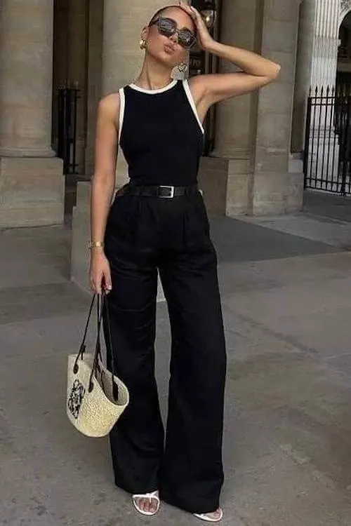 chic wide leg pants outfit