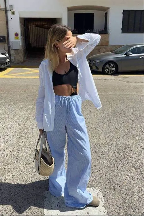 chic wide leg pants outfit