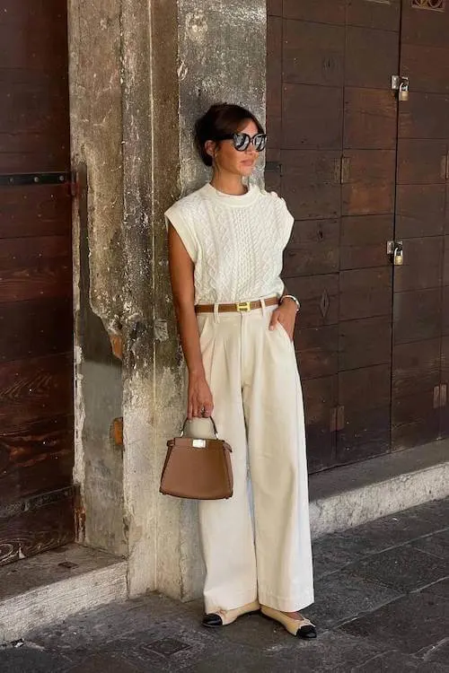 chic wide leg pants outfit