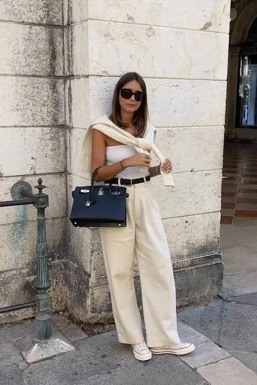 chic wide leg pants outfit