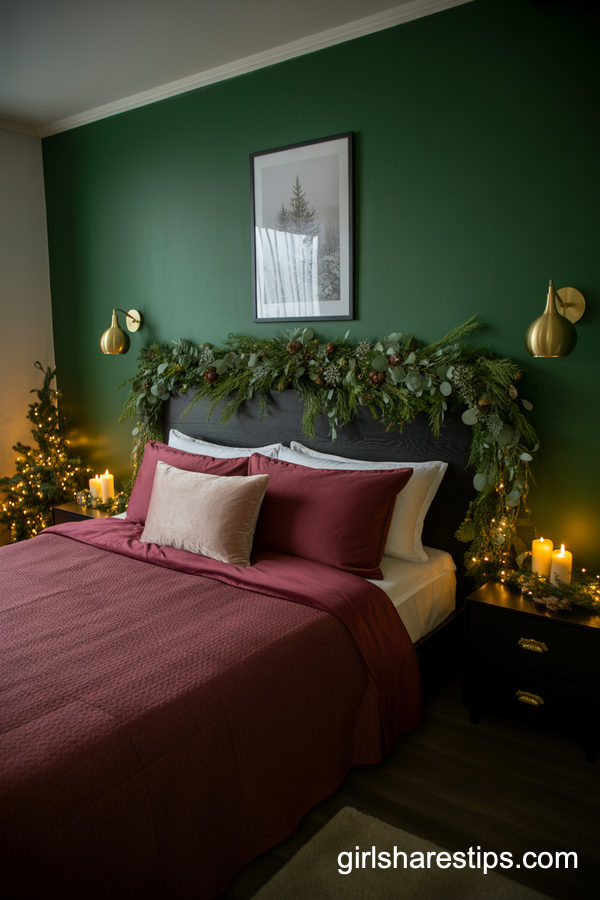 Moody Jewel-Toned Christmas Bedroom Drama