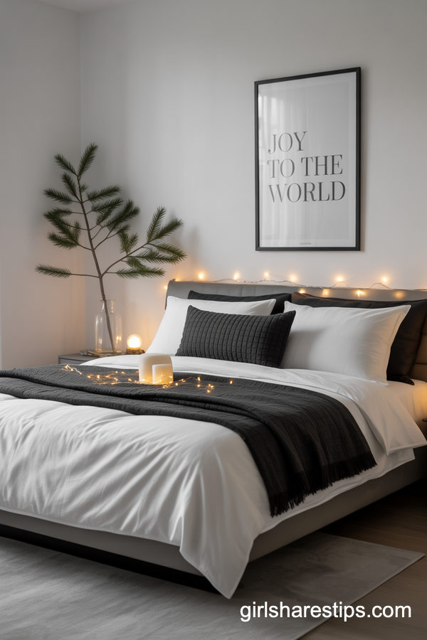 Black And White Modern Christmas Bedroom Style