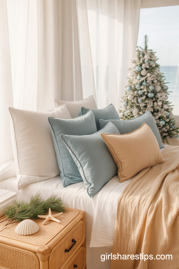 Coastal Christmas Bedroom With Beach House Vibes