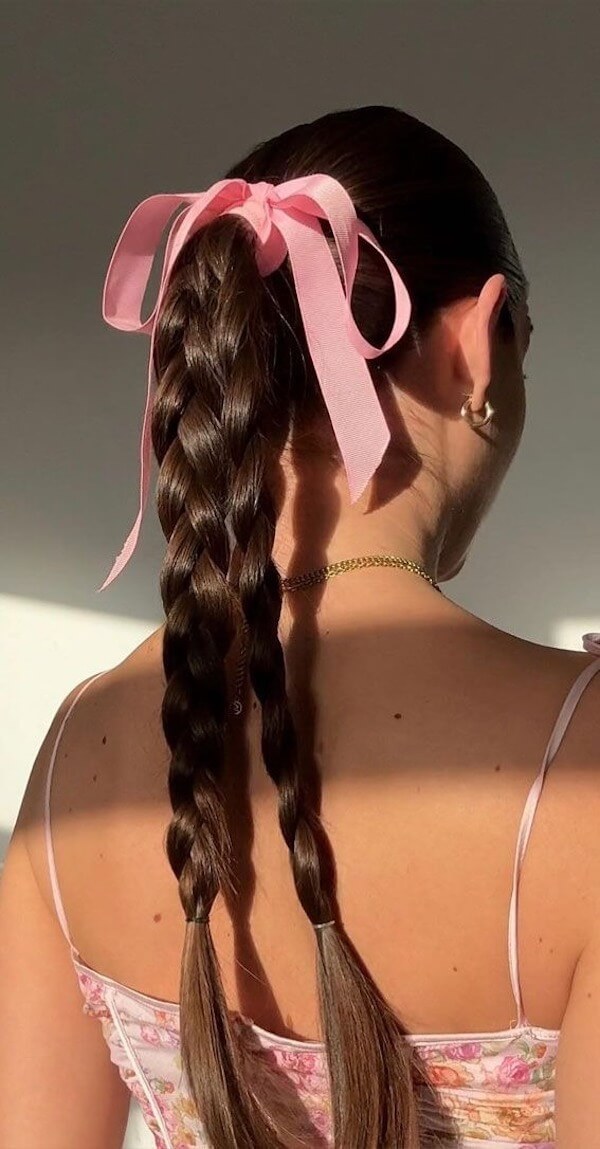 Triple Braided Ponytail with Bow