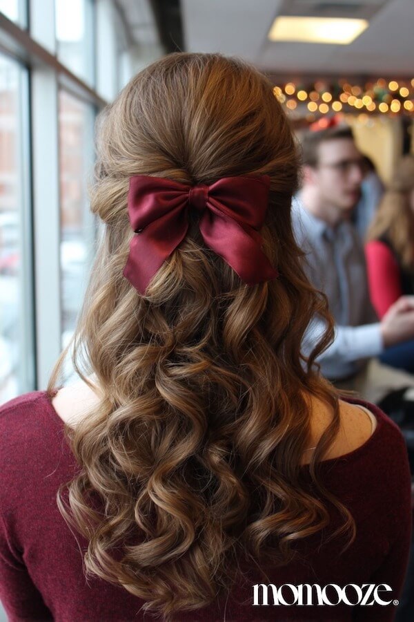 Voluminous Curls with Satin Bow