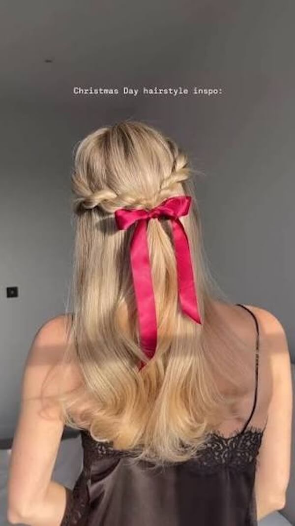 Romantic Half-Updo with Satin Bow