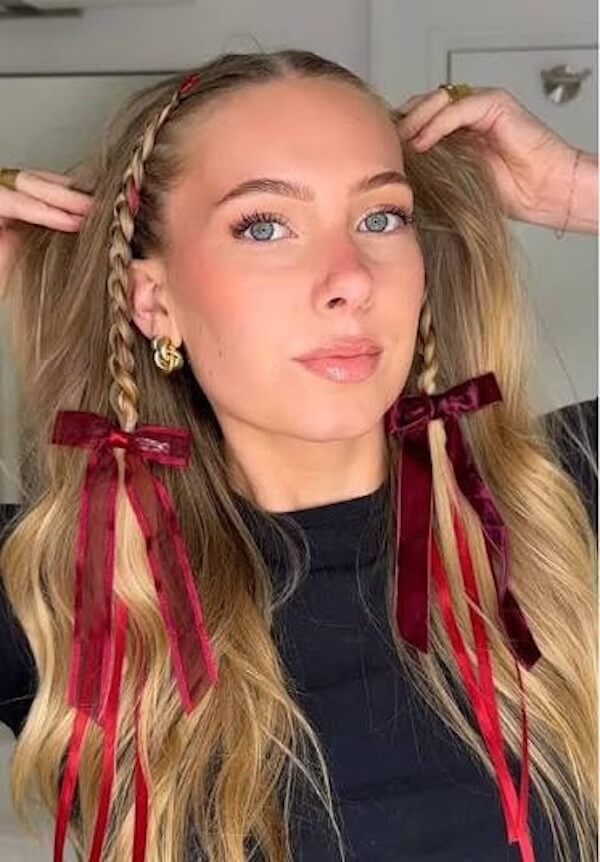 Dual Braided Ribbon Hairstyles