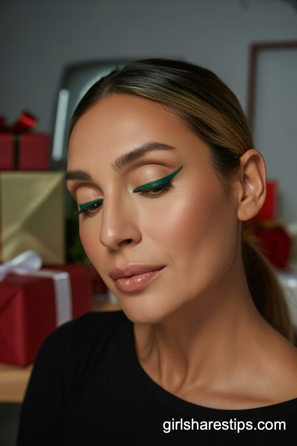 Forest Green Winged Liner with Nude Party Pout