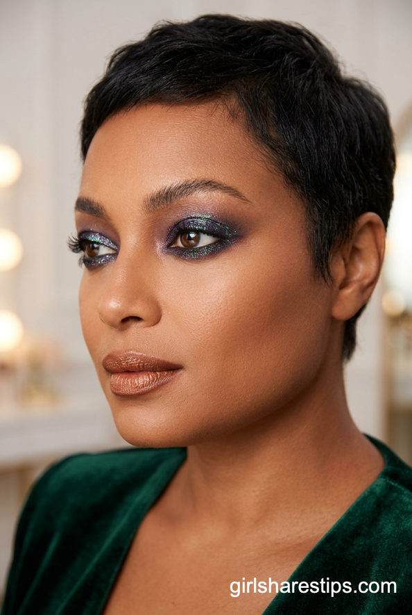 Duo-Chrome Jewel-Tone Smokey Eye with Bronze Lips