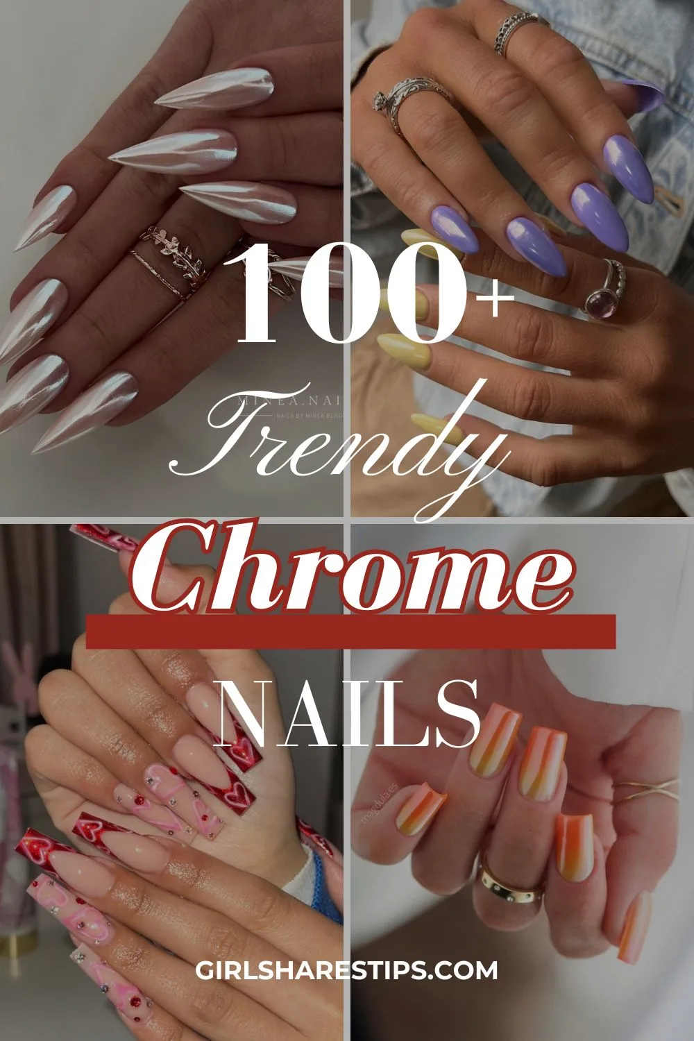 chrome nails collage
