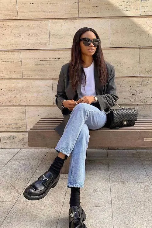 chunky loafers outfit