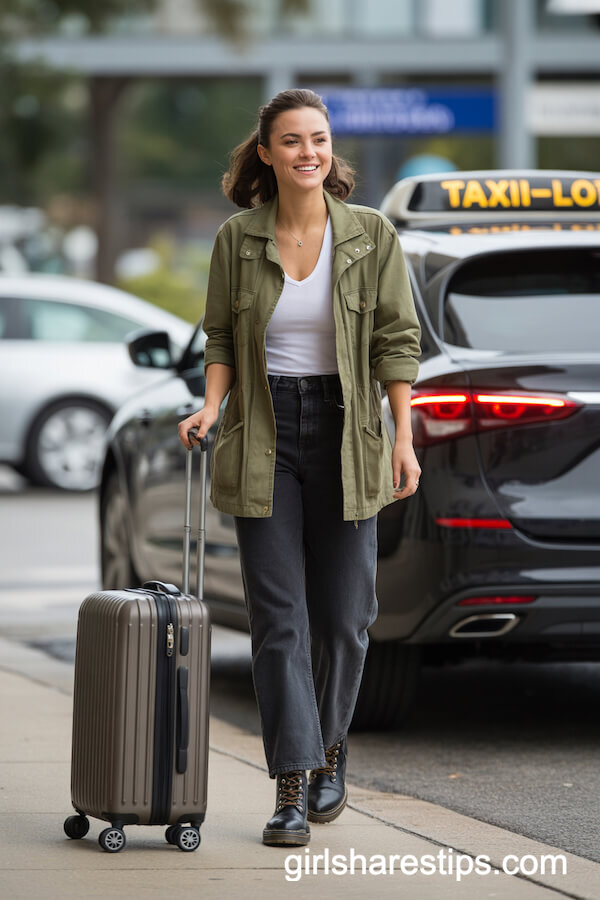 Khaki Utility Jacket Dark Denim