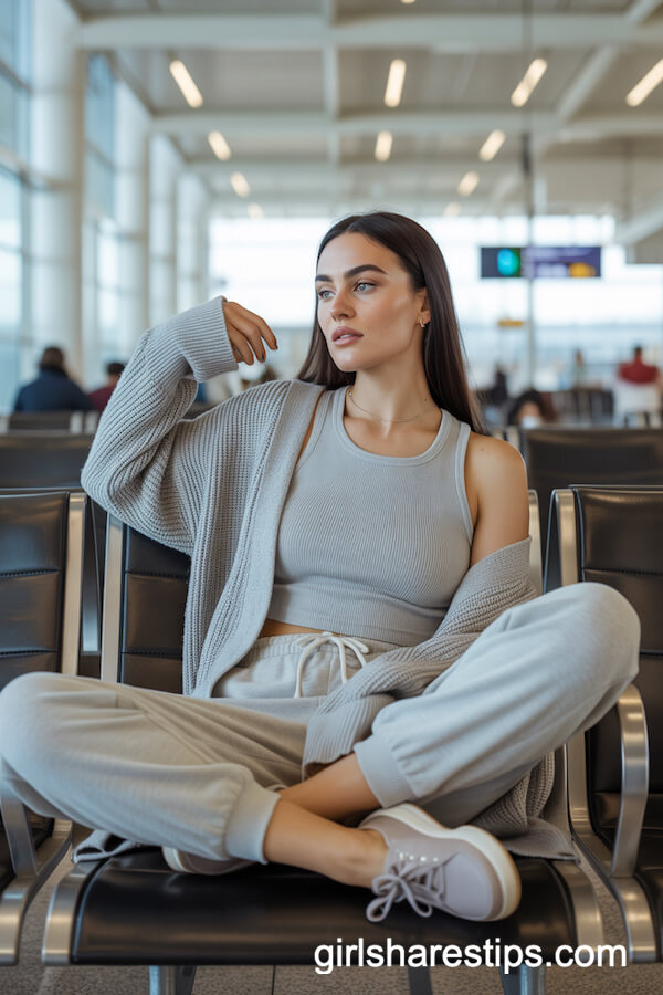 Light Gray Cardigan with Comfy Joggers