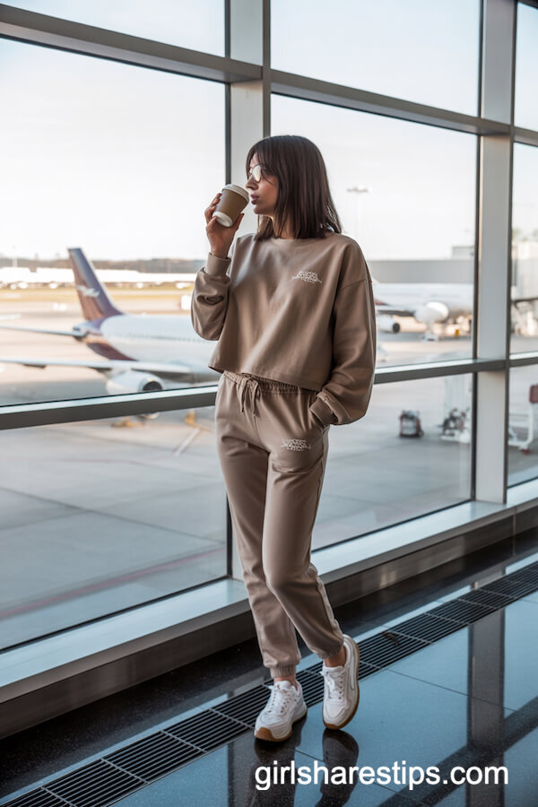 Neutral Jogger Set with White Sneakers