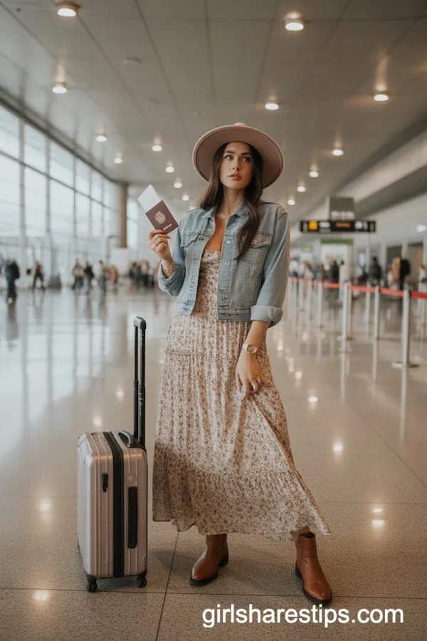 Floral Maxi Dress with Jean Jacket