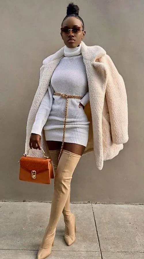 Winter outfits with best sale thigh high boots