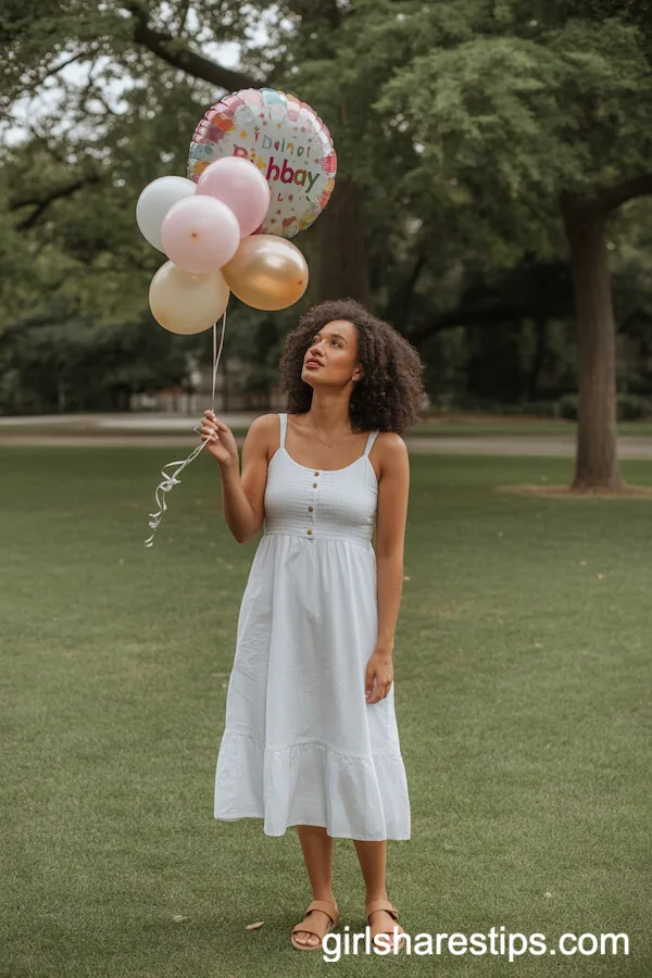 White Cotton Sundress and Sandals for a Playful Park Party