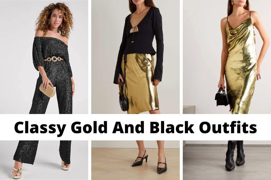 40+ Classy Black And Gold Outfits For Ladies For A Stunning Party Look:  Dress, Skirt, Pants, and More - Girl Shares Tips