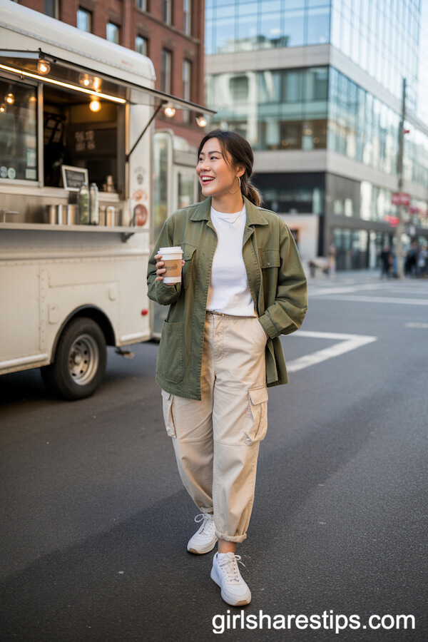 Utility Jacket with Cargo Pants Casual Outfit