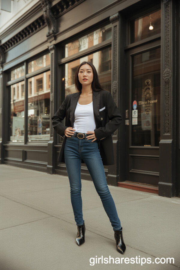 Chic Blazer and Skinny Jeans Western Style