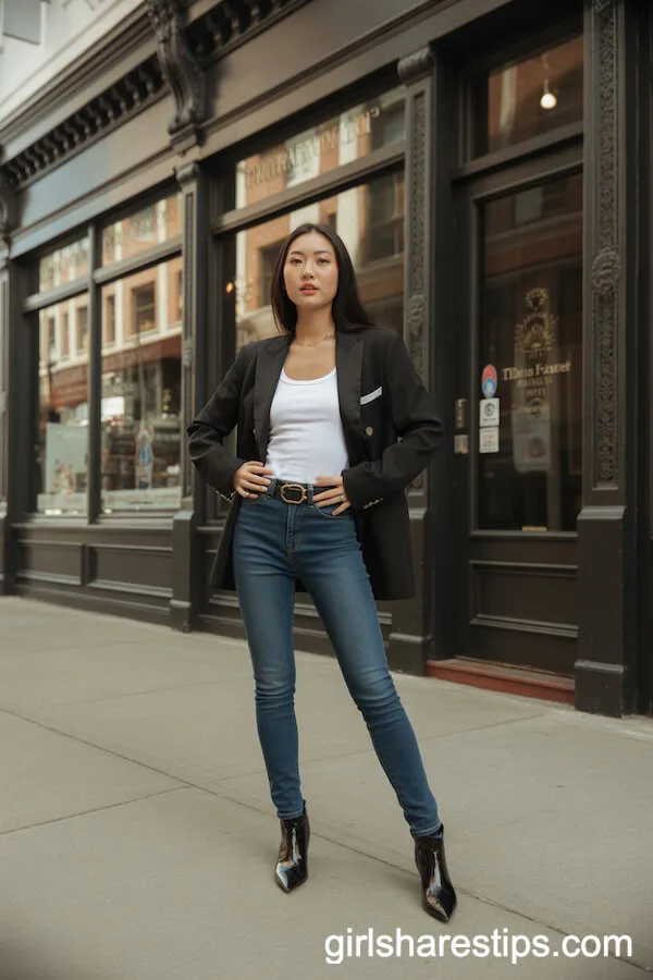 Chic Blazer and Skinny Jeans Western Style