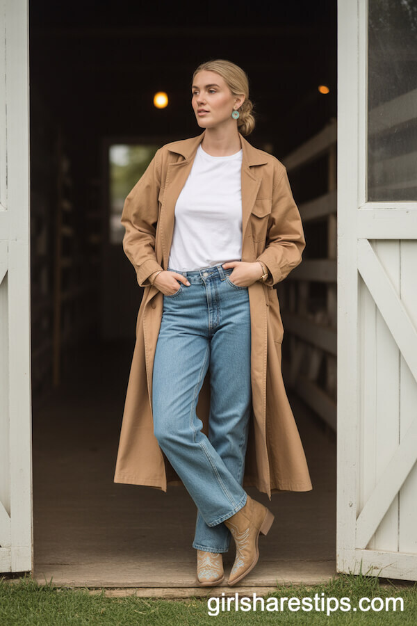 Duster Coat with Embroidered Western Boots