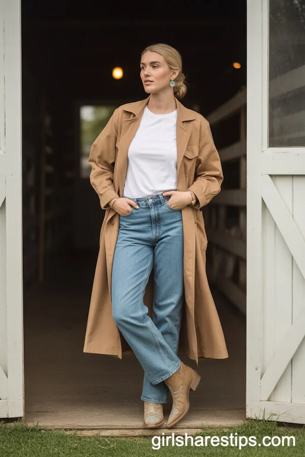 Duster Coat with Embroidered Western Boots