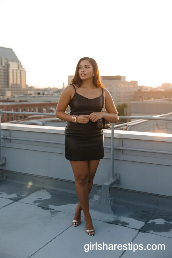 Classic Little Black Dress With Gold Accessories