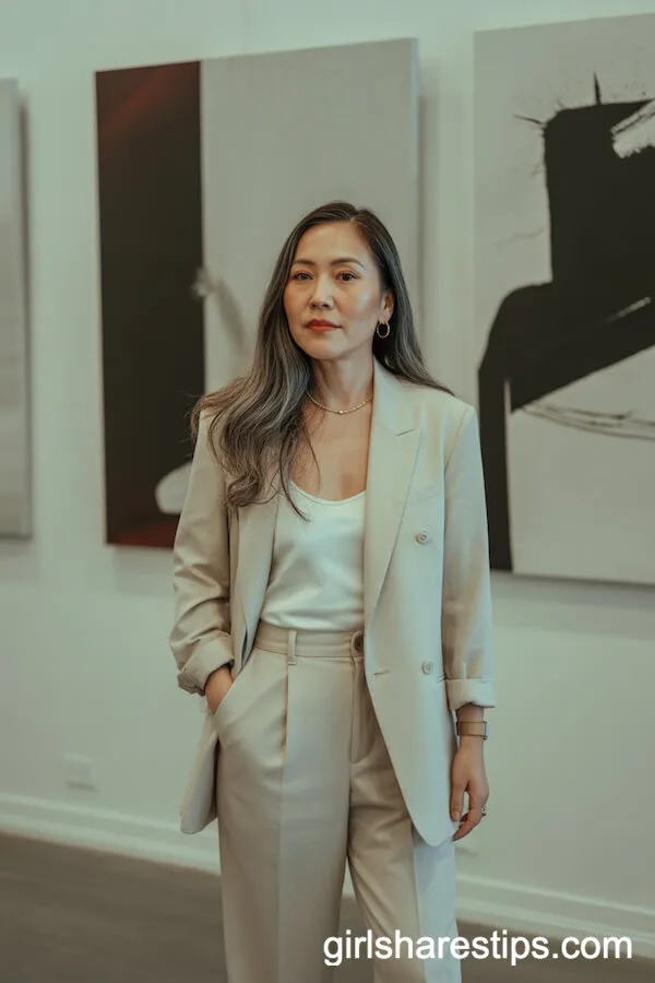 Tailored Cream Blazer and Trousers Set