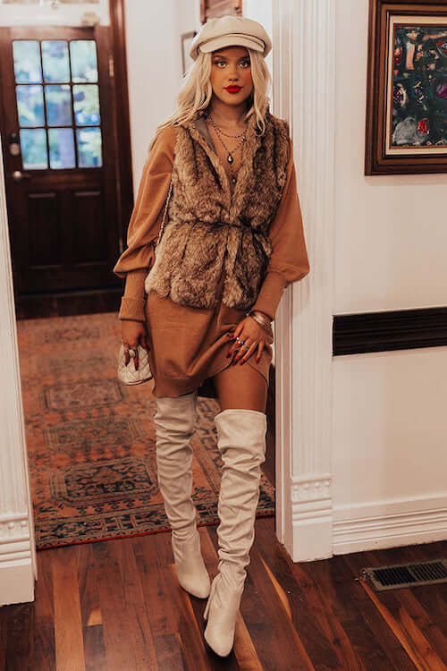 classy fur vest outfits