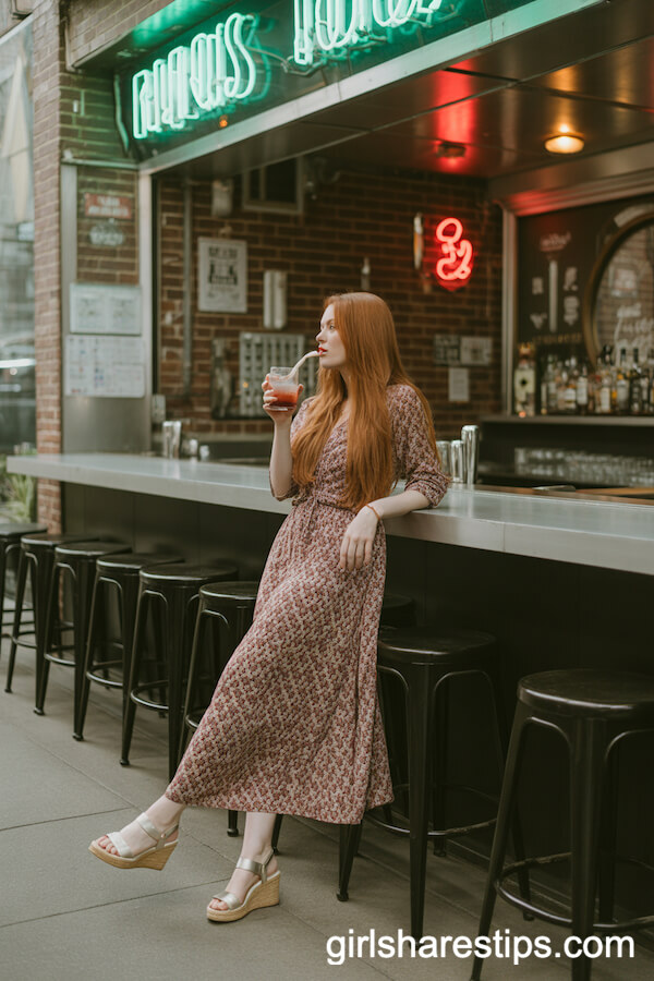 Flowing Patterned Maxi Dress and Wedges