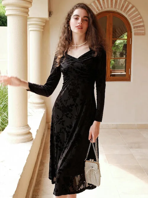 long black dress with goth style