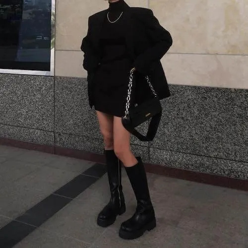 all black outfits with long black boots