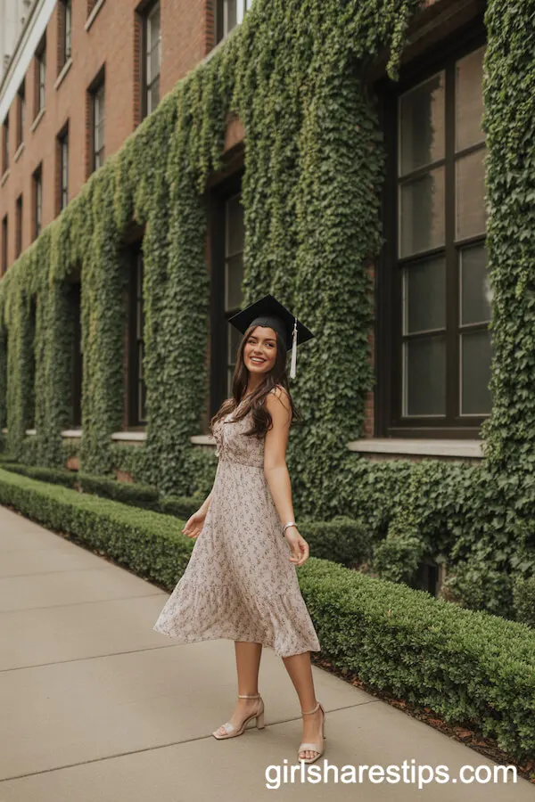 Flowy Floral Midi Dress with Nude Heels
