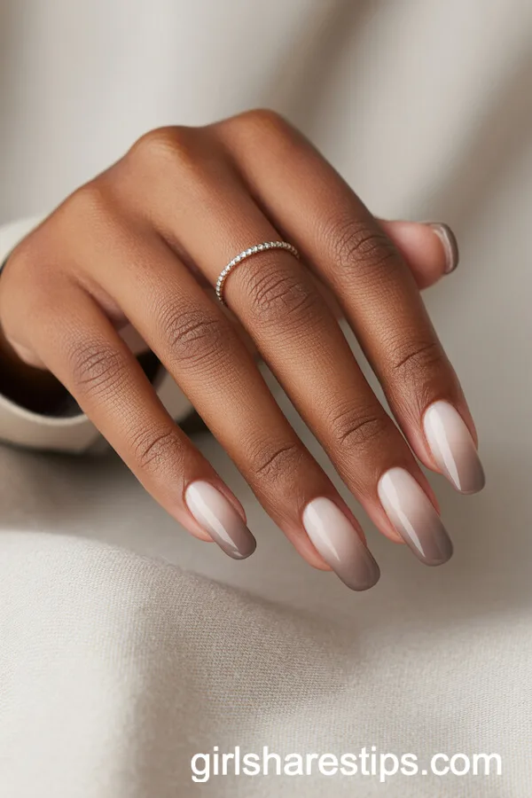 Nude to Taupe Seamless Ombr&eacute; Squoval Nails