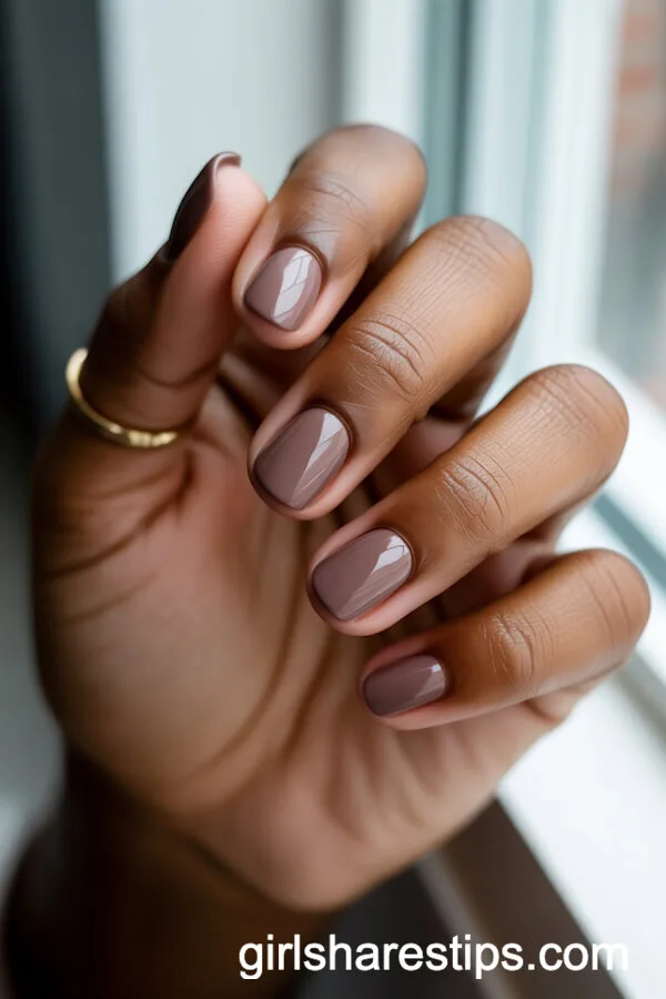 Warm Taupe Short Square Nails