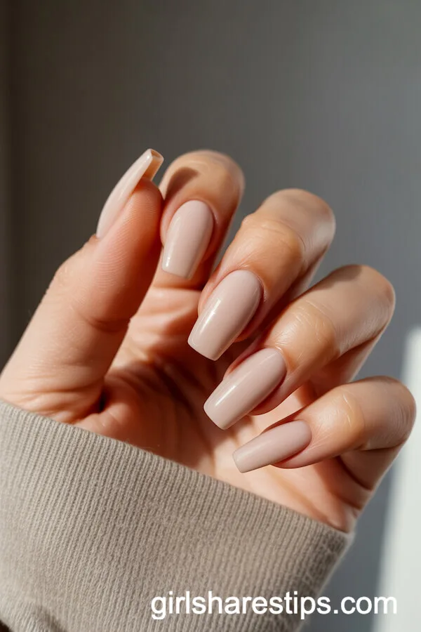 Nude Beige Coffin Nails for a Sophisticated Touch