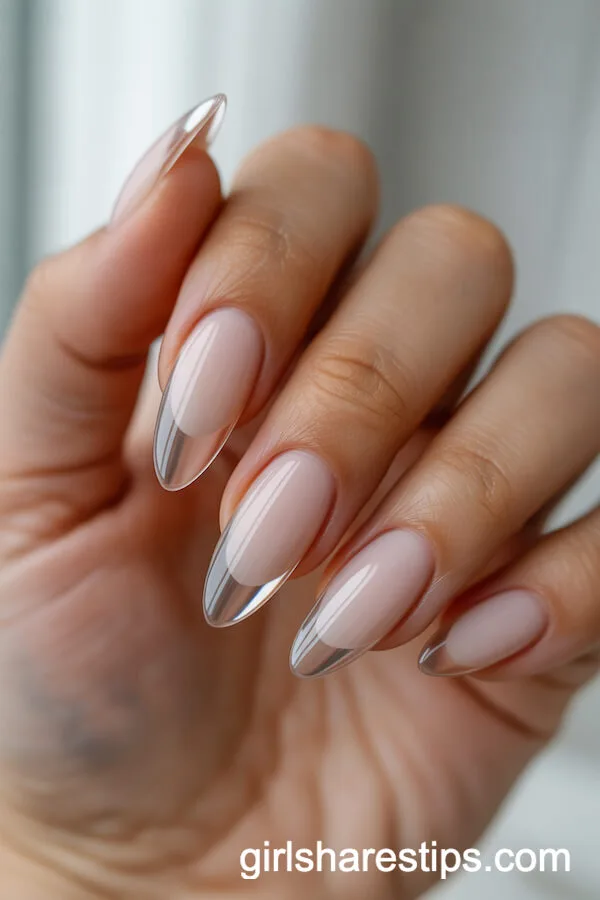 Almond Matte Nude Nails with Glass-Like Tips