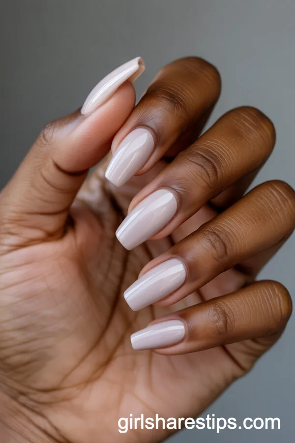 Matte Nude Coffin Nails on Deep Skin