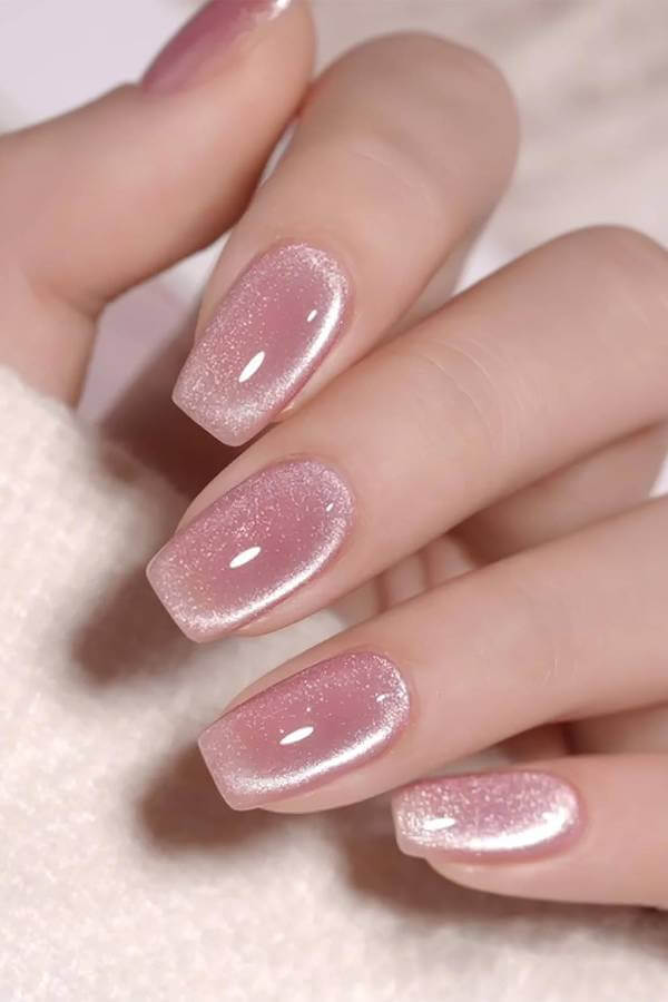 Shimmery Pink Gradient Nails