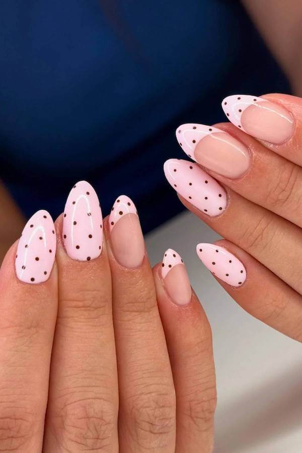 Pink Polka Dot French Tips