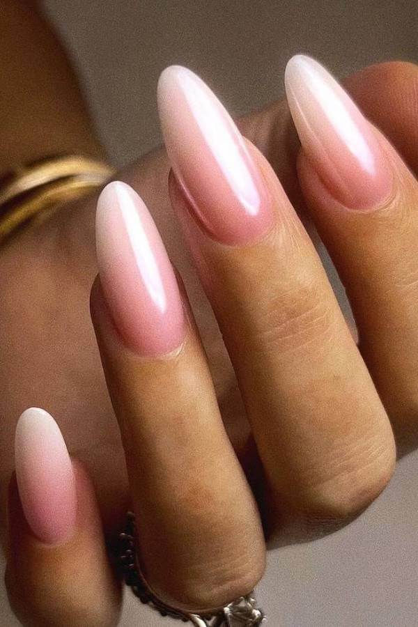 Pink Ombre Almond Nails