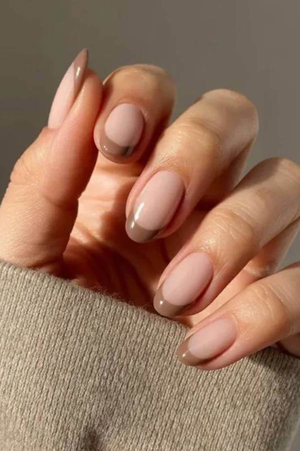 Taupe Modern French Manicure